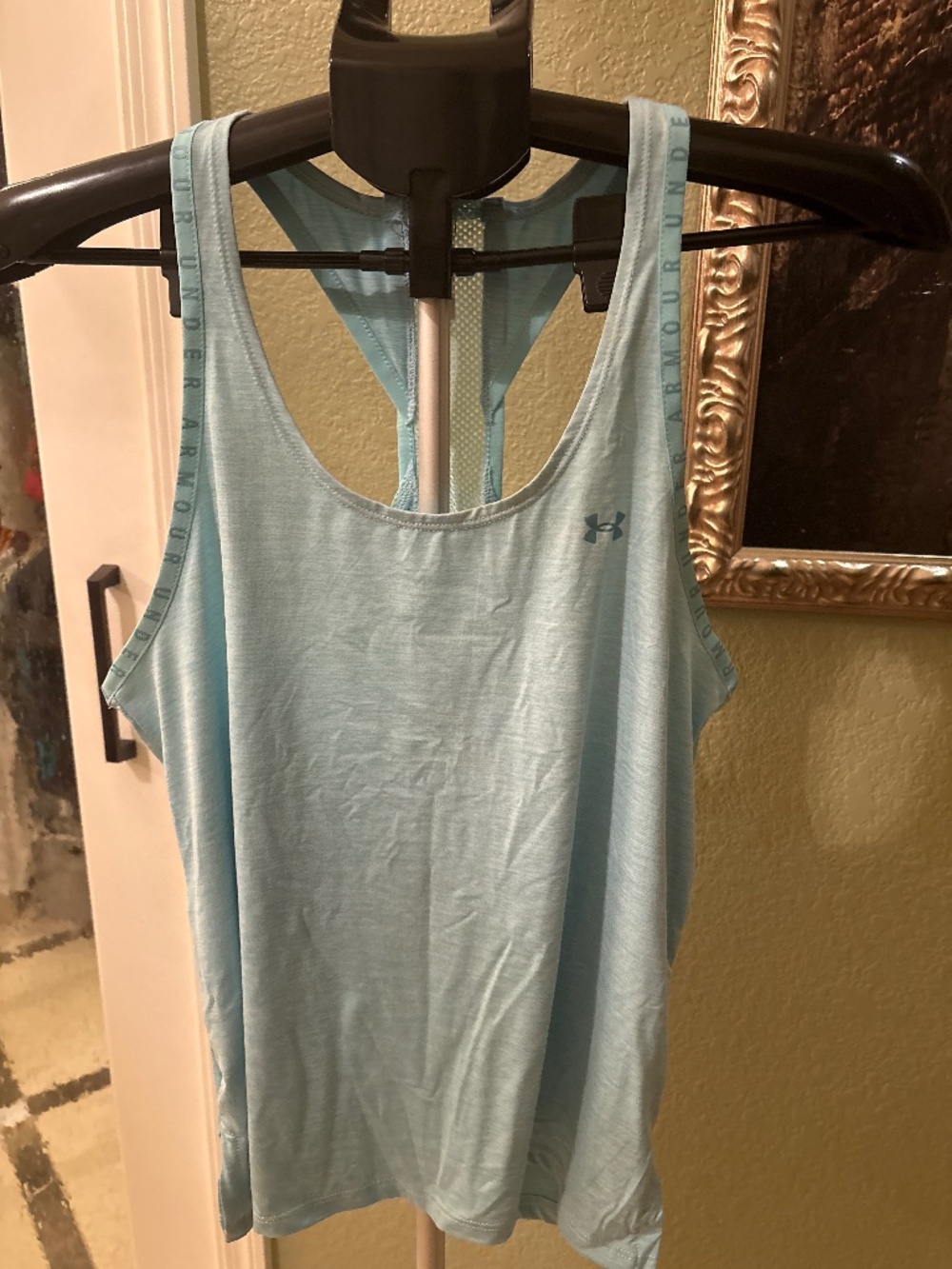 Under Armour HeatGear Loose Fit Racerback Tank Top - Light Blue/Green Size S